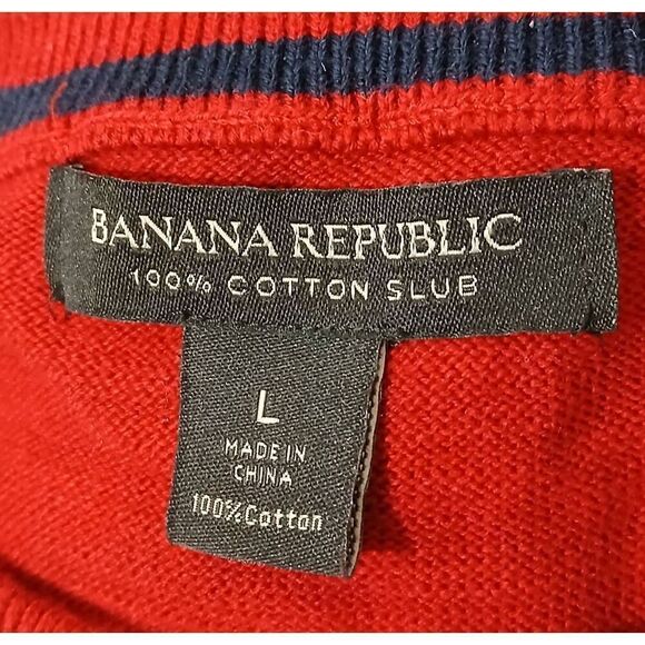Banana republic mens large 100% SLUB COTTON staple capsule sweater dark red - Picture 6 of 8